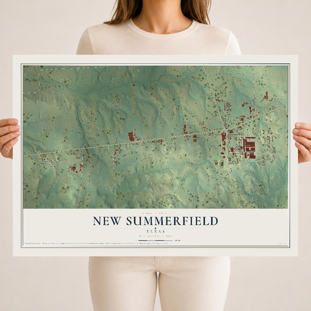 Map of New Summerfield, Texas, 18 x 24 inch unframed archival matte print
