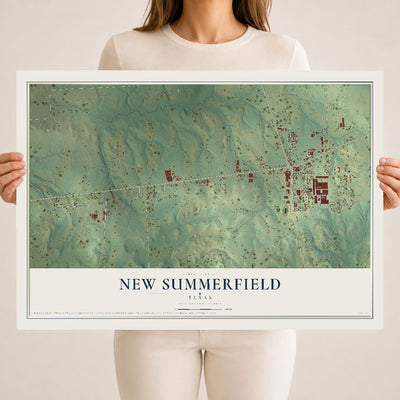 Map of New Summerfield, Texas, 18 x 24 inch unframed archival matte print