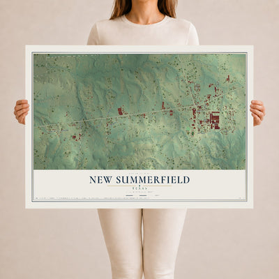 Map of New Summerfield, Texas, 24 x 36 inch unframed archival matte print