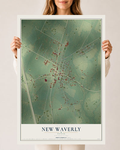 Map of New Waverly, Texas, 24 x 36 inch unframed archival matte print