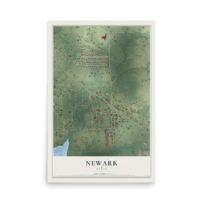 Map of Newark, Texas, 12 x 18 inch unframed archival matte print