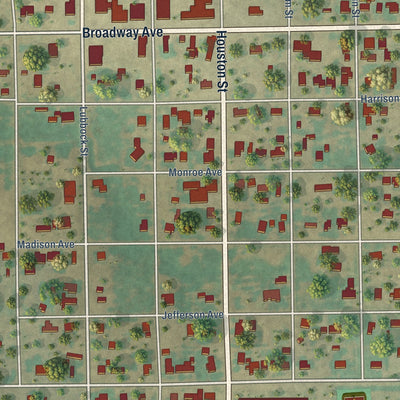Close-up of the map of Newcastle, Texas print showing street and building detail