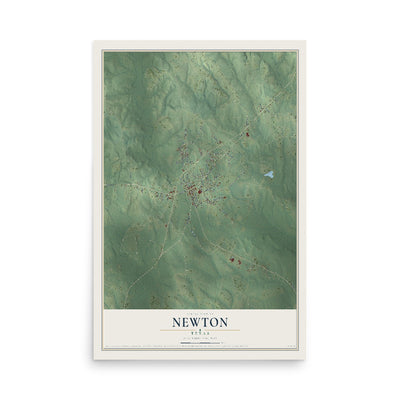 Map of Newton, Texas, 12 x 18 inch unframed archival matte print