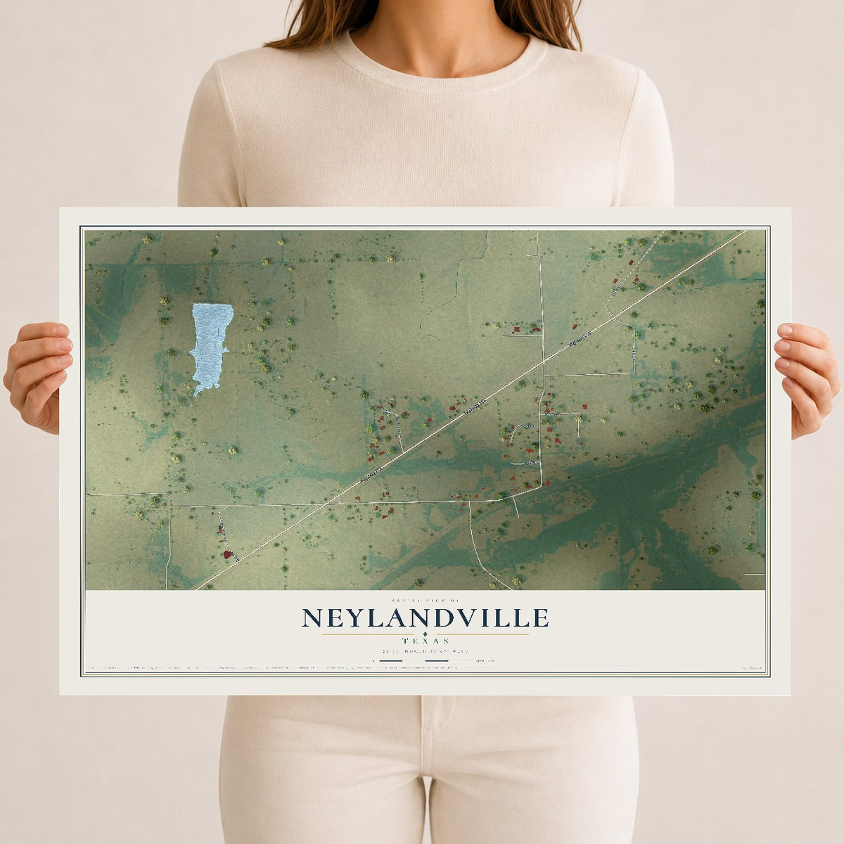 Map of Neylandville, Texas, 12 x 18 inch unframed archival matte print