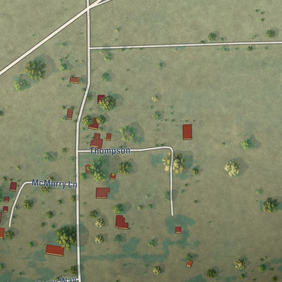 Close-up of the map of Neylandville, Texas print showing street and building detail