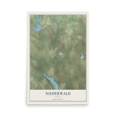 Map of Niederwald, Texas, 12 x 18 inch unframed archival matte print