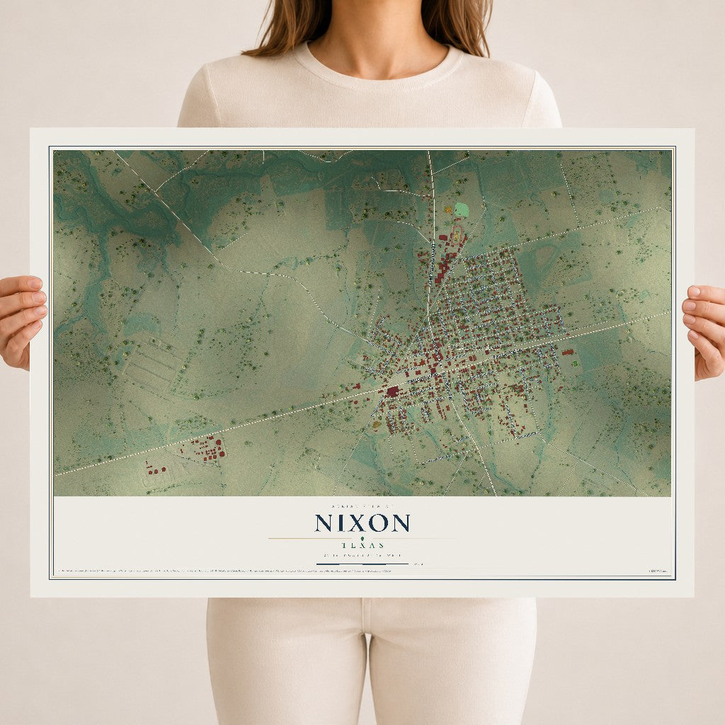 Map of Nixon, Texas, 18 x 24 inch unframed archival matte print