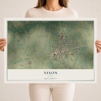 Map of Nixon, Texas, 18 x 24 inch unframed archival matte print
