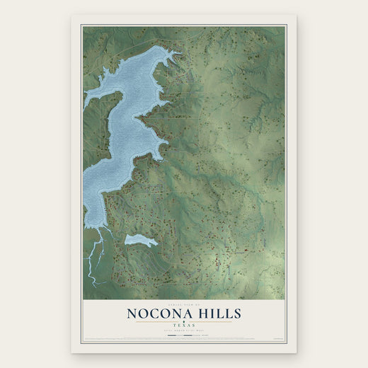 Nocona Hills, Texas map print, the full design
