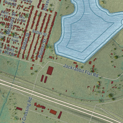 Second close-up of the map of Nolanville, Texas print showing more streets and buildings