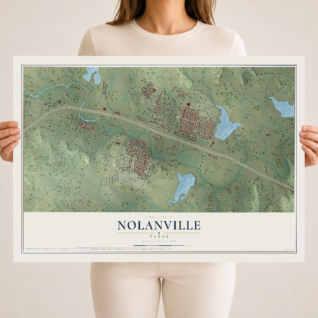 Map of Nolanville, Texas, 18 x 24 inch unframed archival matte print