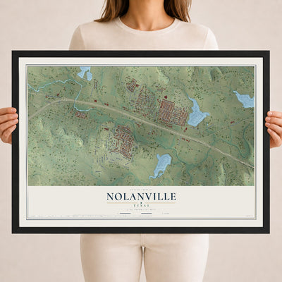 Map of Nolanville, Texas, 18 x 24 inch print in a black wood frame