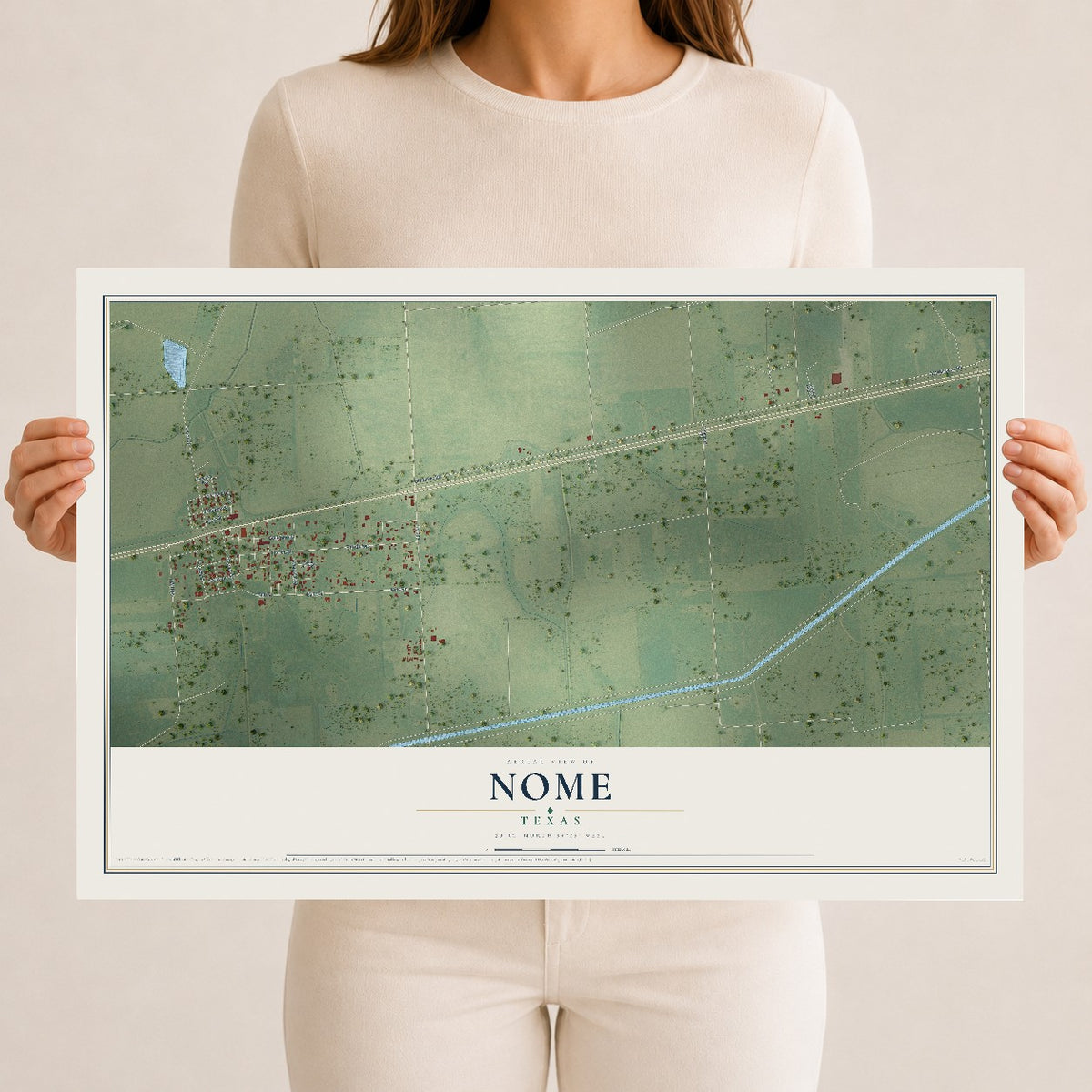 Map of Nome, Texas, 12 x 18 inch unframed archival matte print