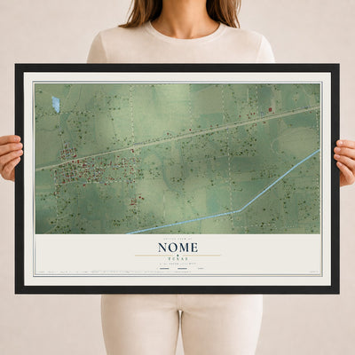 Map of Nome, Texas, 18 x 24 inch print in a black wood frame