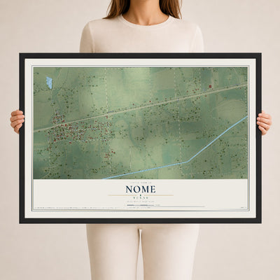 Map of Nome, Texas, 24 x 36 inch print in a black wood frame