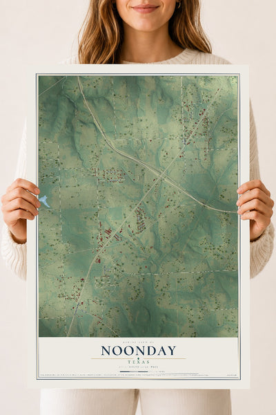 Map of Noonday, Texas, 18 x 24 inch unframed archival matte print