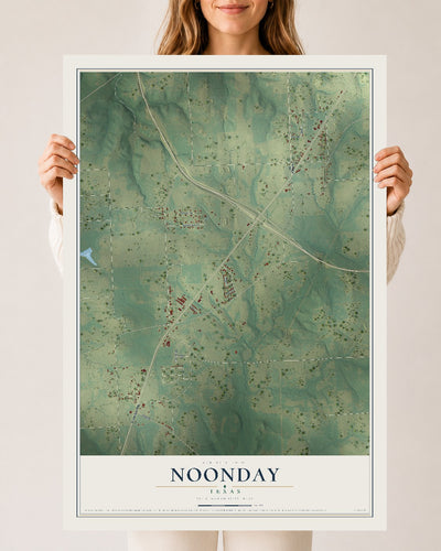 Map of Noonday, Texas, 24 x 36 inch unframed archival matte print