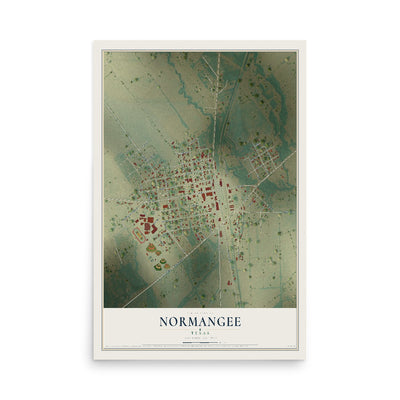 Map of Normangee, Texas, 12 x 18 inch unframed archival matte print