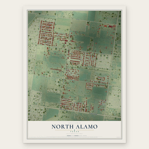 North Alamo, Texas map print, the full design