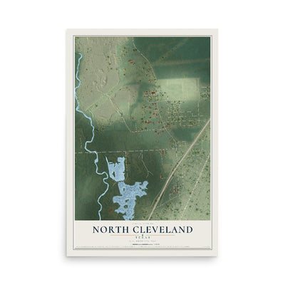 Map of North Cleveland, Texas, 12 x 18 inch unframed archival matte print