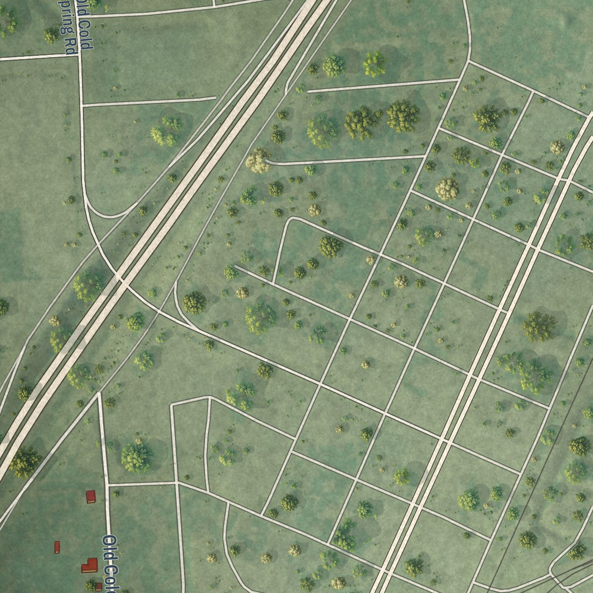 Second close-up of the map of North Cleveland, Texas print showing more streets and buildings