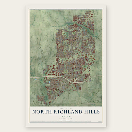North Richland Hills, Texas map print, the full design