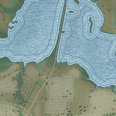 Close-up of the map of Northlake, Texas print showing street and building detail