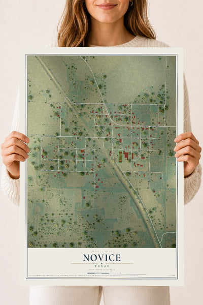 Map of Novice, Texas, 18 x 24 inch unframed archival matte print
