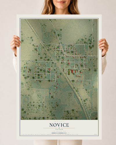 Map of Novice, Texas, 24 x 36 inch unframed archival matte print