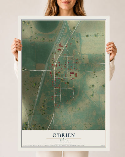 Map of O'Brien, Texas, 24 x 36 inch unframed archival matte print