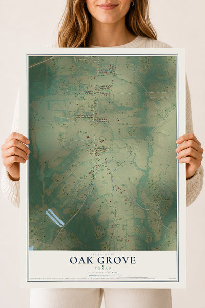 Map of Oak Grove, Texas, 18 x 24 inch unframed archival matte print