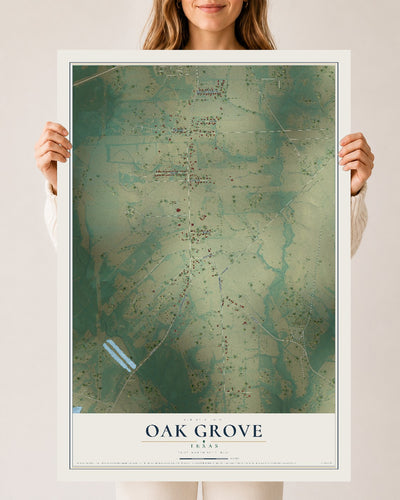 Map of Oak Grove, Texas, 24 x 36 inch unframed archival matte print