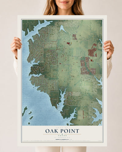 Map of Oak Point, Texas, 24 x 36 inch unframed archival matte print