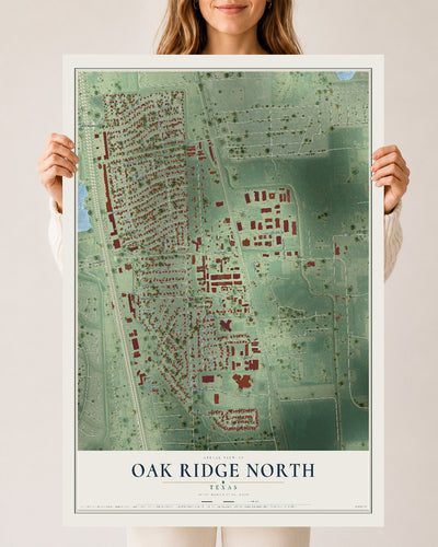 Map of Oak Ridge North, Texas, 24 x 36 inch unframed archival matte print