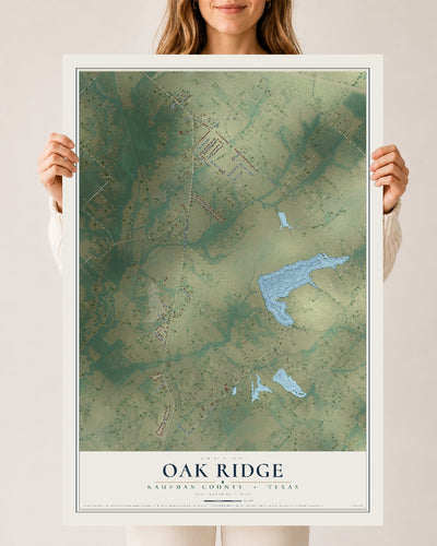 Map of Oak Ridge, Kaufman County, Texas, 24 x 36 inch unframed archival matte print