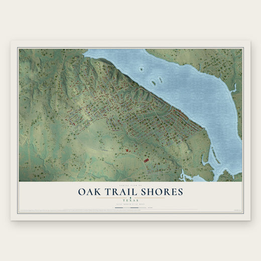 Oak Trail Shores, Texas map print, the full design