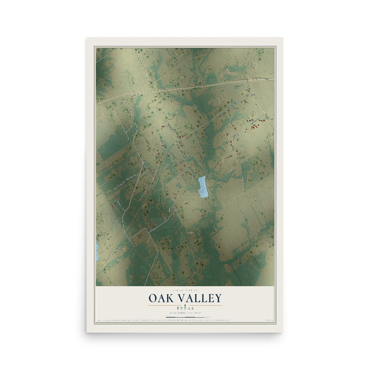 Map of Oak Valley, Texas, 12 x 18 inch unframed archival matte print