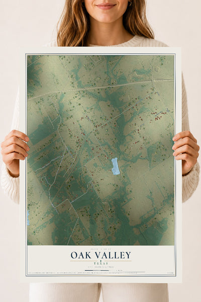Map of Oak Valley, Texas, 18 x 24 inch unframed archival matte print