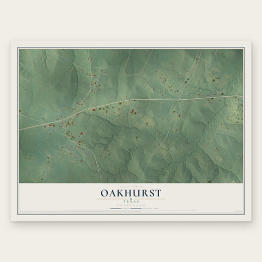Oakhurst, Texas map print, the full design
