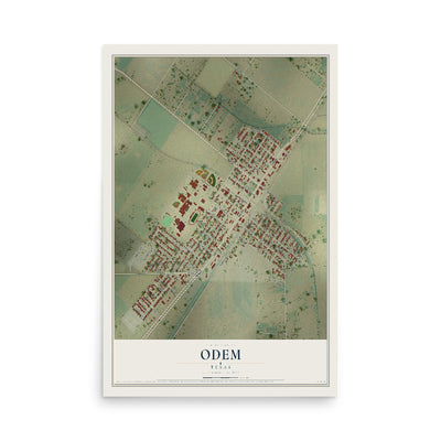Map of Odem, Texas, 12 x 18 inch unframed archival matte print
