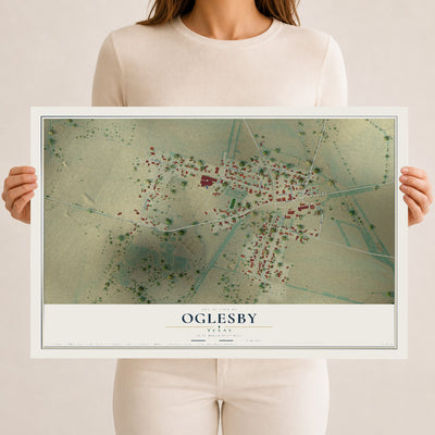 Map of Oglesby, Texas, 12 x 18 inch unframed archival matte print