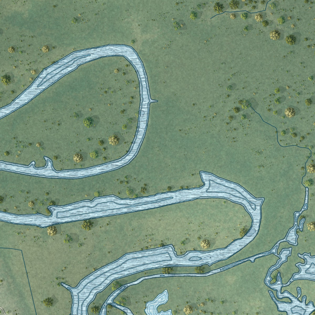 Second close-up of the map of Old River-Winfree, Texas print showing more streets and buildings