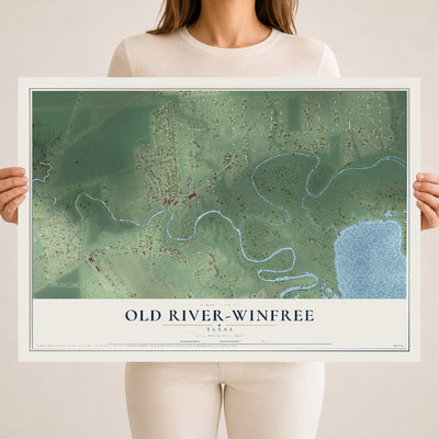 Map of Old River-Winfree, Texas, 18 x 24 inch unframed archival matte print