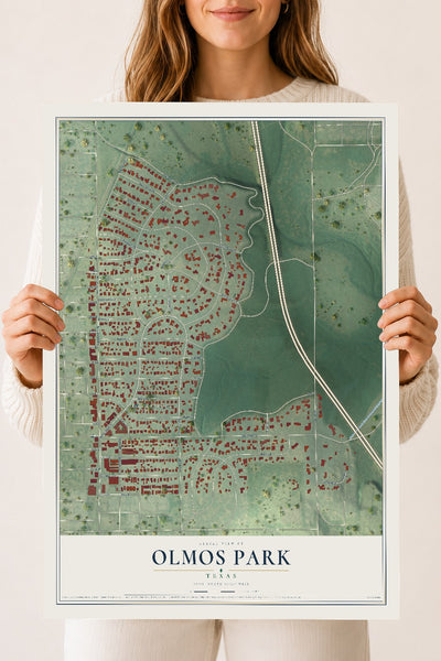 Map of Olmos Park, Texas, 18 x 24 inch unframed archival matte print