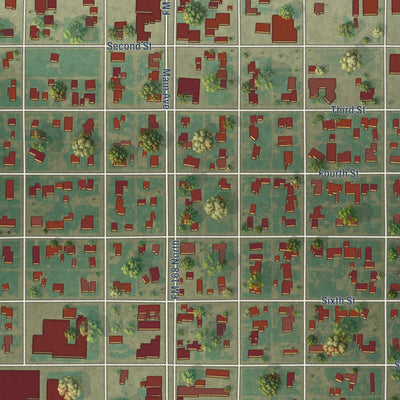 Close-up of the map of Olton, Texas print showing street and building detail