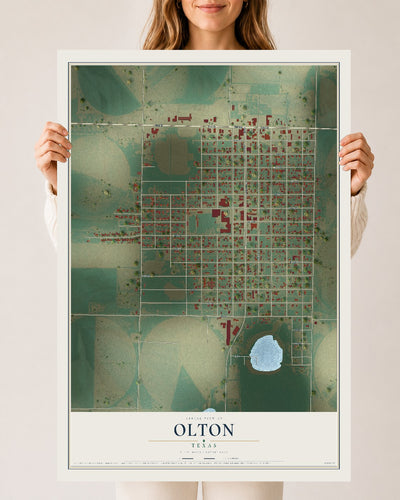 Map of Olton, Texas, 24 x 36 inch unframed archival matte print