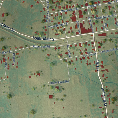 Close-up of the map of Omaha, Texas print showing street and building detail
