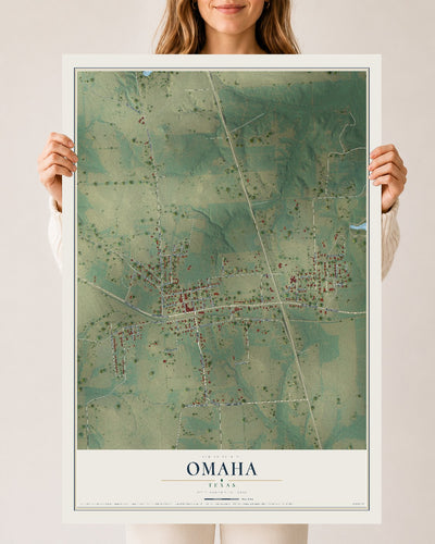 Map of Omaha, Texas, 24 x 36 inch unframed archival matte print