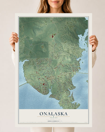 Map of Onalaska, Texas, 24 x 36 inch unframed archival matte print