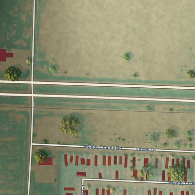 Close-up of the map of Opdyke West, Texas print showing street and building detail